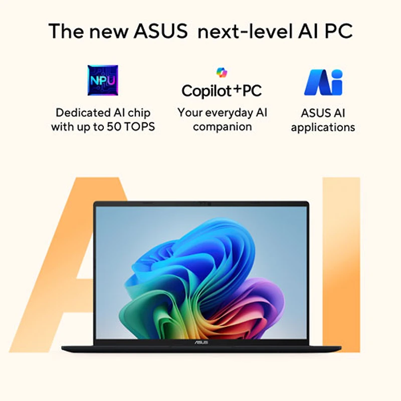 Portable Vivobook de 16 po d'ASUS - Bleu calme (Ryzen AI 7 350 d'AMD/RAM 16 Go/SSD 1 To)