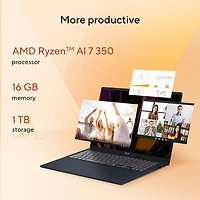 Portable Vivobook de 16 po d'ASUS - Bleu calme (Ryzen AI 7 350 d'AMD/RAM 16 Go/SSD 1 To)