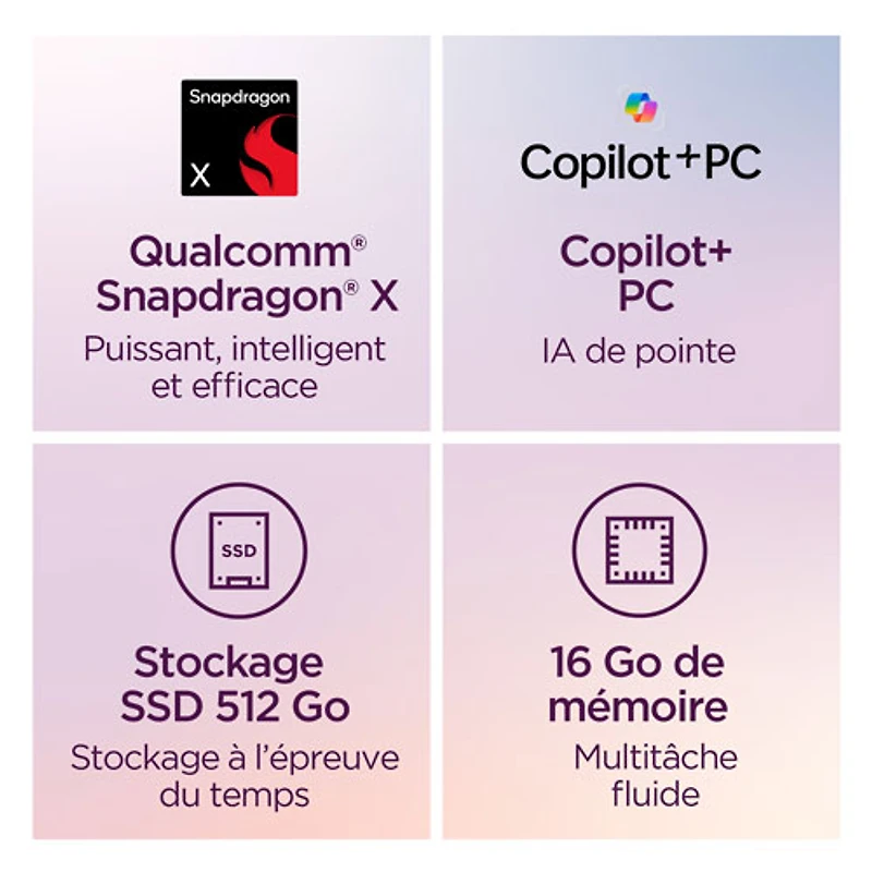 Portable de 15,3 po IdeaPad Slim 3x Copilot+ PC de Lenovo - Gris luna (Snapdragon X/RAM 16 Go/SSD 512 Go/Windows 11)