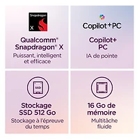 Portable de 15,3 po IdeaPad Slim 3x Copilot+ PC de Lenovo - Gris luna (Snapdragon X/RAM 16 Go/SSD 512 Go/Windows 11)