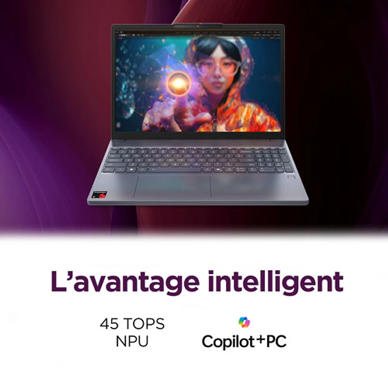 Portable de 15,3 po IdeaPad Slim 3x Copilot+ PC de Lenovo - Gris luna (Snapdragon X/RAM 16 Go/SSD 512 Go/Windows 11)