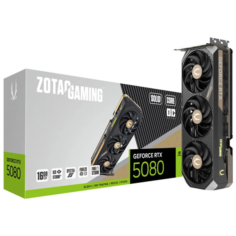 Carte graphique de jeu GeForce RTX 5080 Solid Core OC 16 Go GDDR7 de ZOTAC