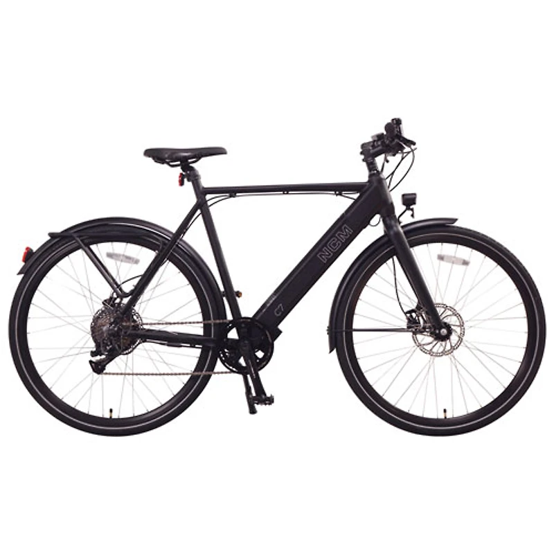 Vélo de ville électrique C7 de NCM (moteur de 350 W/autonomie de 97 km/vitesse maximale de 32 km/h) - Grand - Noir mat