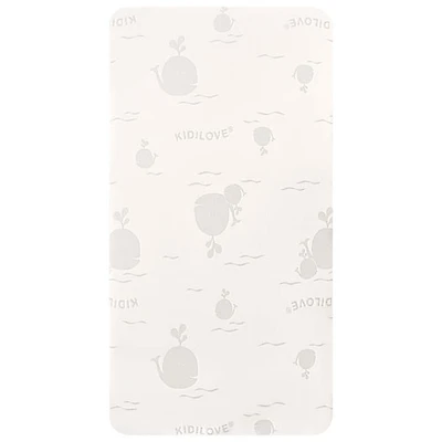 Matelas de lit de bébé en coton biologique résistant à l'eau confortable Kidilove de Dream On Me - Motif de baleine