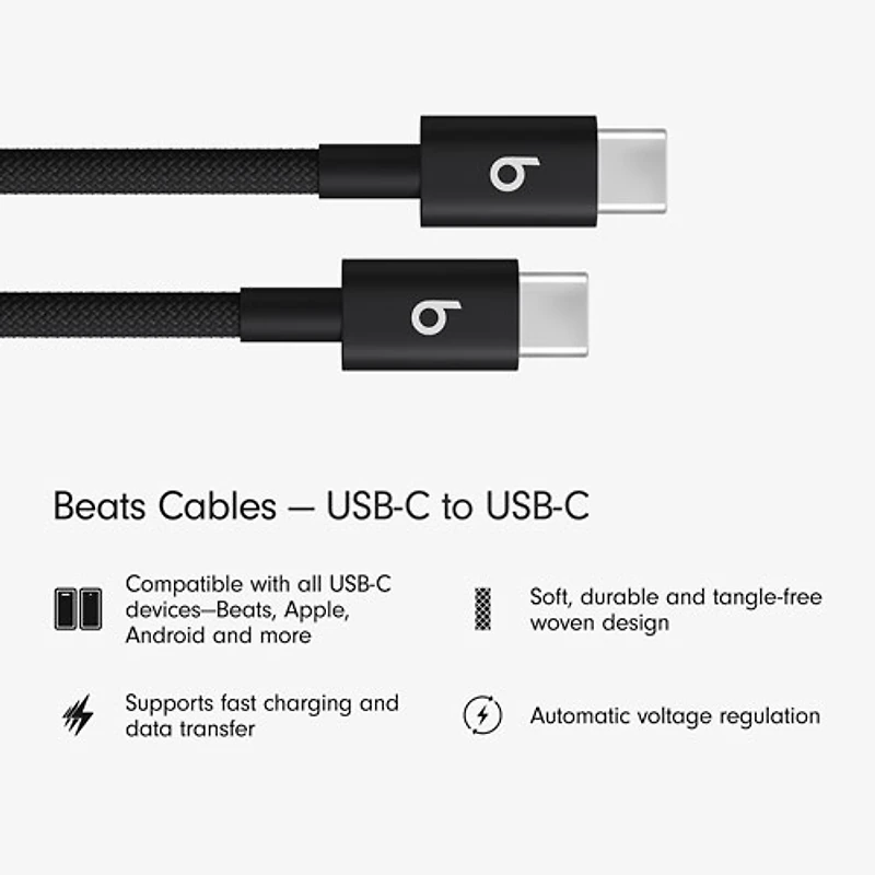 Câble tissé USB-C à USB-C de 1,5 m (4,9 pi) de Beats By Dr. Dre (MDGA4LL/A) - Noir éclair