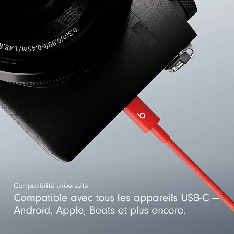 Beats By Dr. Dre 1.5m (4.9 ft.) USB-A to USB-C Woven Cable (MFEJ4LL/A) - Rapid Red
