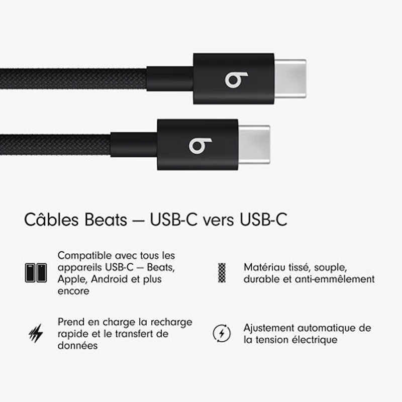 Beats By Dr. Dre 1.5m (4.9 ft.) USB-C to USB-C Woven Cable (MDGE4LL/A) - Nitro Navy