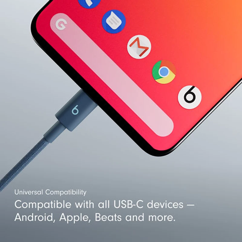 Beats By Dr. Dre 1.5m (4.9 ft.) USB-C to USB-C Woven Cable (MDGE4LL/A) - Nitro Navy