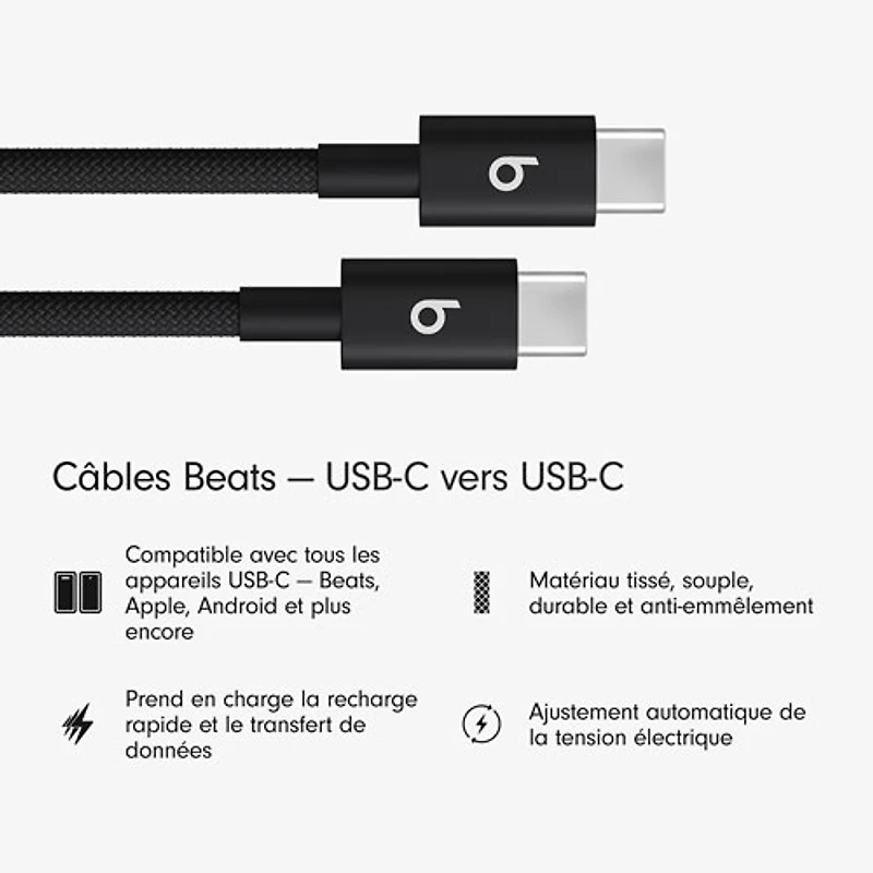 Câble tissé USB-C à USB-C de 1,5 m (4,9 pi) de Beats By Dr. Dre (MDGF4LL/A) - Rouge vif