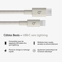 Câble tissé USB-C à Lightning de 1,5 m (4,9 pi) de Beats By Dr. Dre (MDGL4LL/A) - Gemme éclair