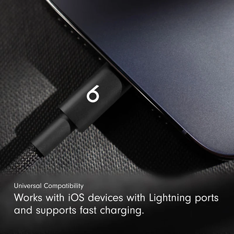 Beats By Dr. Dre 0.2m (0.65 ft.) USB-C to Lightning Woven Cable (MEQM4LL/A) - Bolt Black