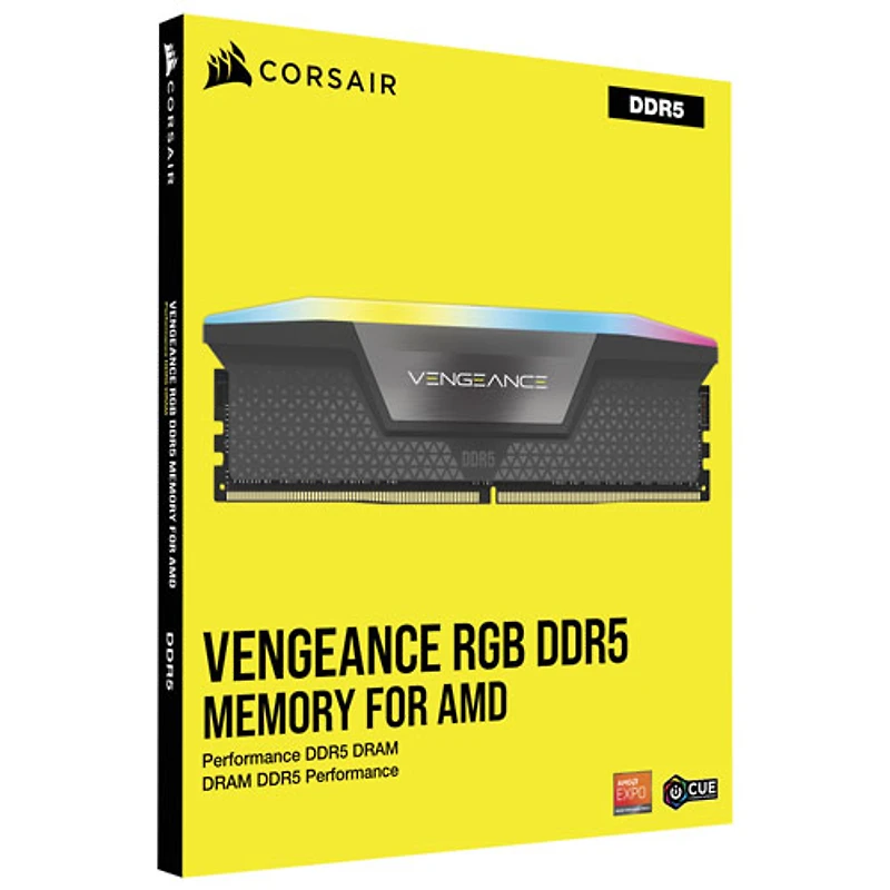 Mémoire DDR5 32 Go (2 x 16 Go) 6000 MHz Vengeance RGB de Corsair pour PC (CMH32GX5M2E6000Z36)