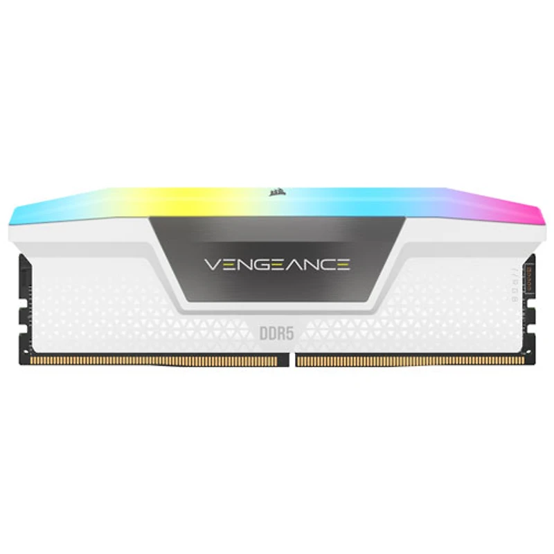Mémoire DDR5 64 Go (2 x 32 Go) 6000 MHz Vengeance RGB de Corsair pour PC (CMH64GX5M2B6000Z30W) - Blanc
