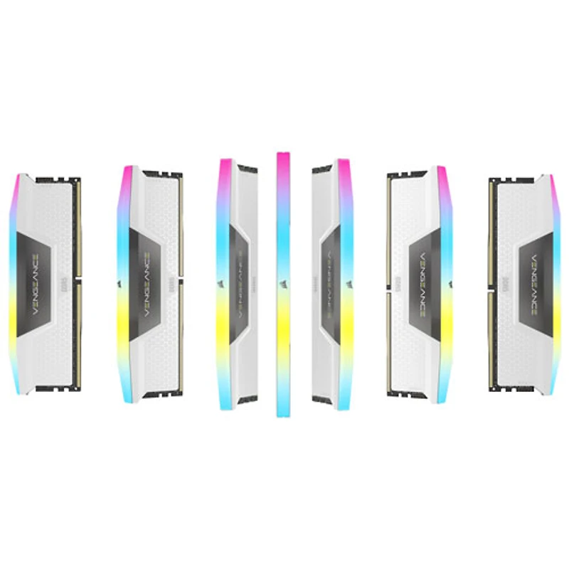 Mémoire DDR5 64 Go (2 x 32 Go) 6000 MHz Vengeance RGB de Corsair pour PC (CMH64GX5M2B6000Z30W) - Blanc
