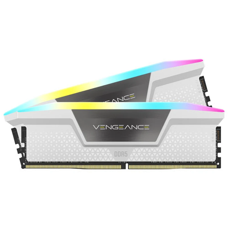 Mémoire DDR5 64 Go (2 x 32 Go) 6400 MHz Vengeance RGB de Corsair pour PC (CMH64GX5M2B6400C32W)