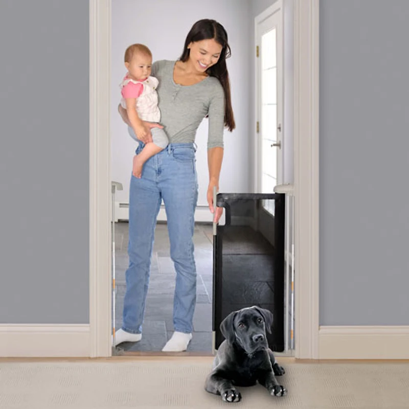Barrière de sécurité rétractable pour bébé/animal de compagnie Thruway 52W d'Ingenuity - Noir