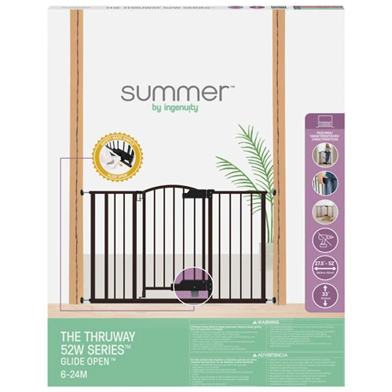 Ingenuity Thruway 52W Baby/Pet GlideOpen Pressure Mounted Safety Gate - Black