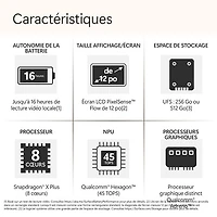 Portable Surface Pro Copilot+ PC (ACL) 12 po 256 Go de Microsoft avec Snapdragon X Plus/mémoire vive de 16 Go (2025) - Platine - Appareil seulement