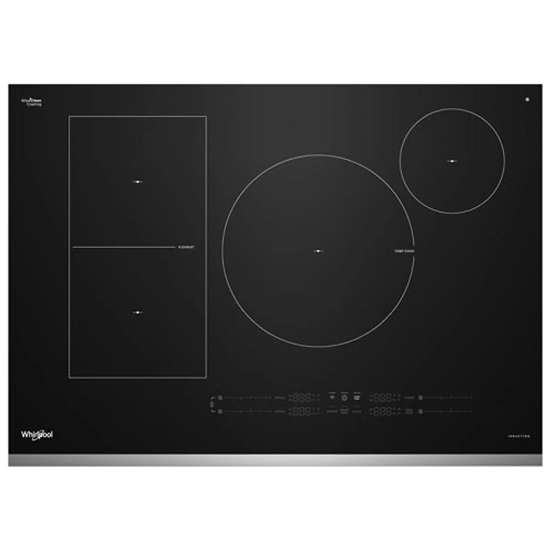 Whirlpool Intelligent 30" 4-Element Induction Cooktop (WCIT7530SS) - Black/Stainless Steel