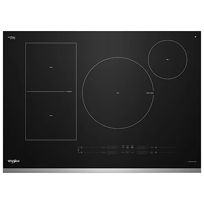 Surface de cuisson intelligente à induction 4 éléments 30 po de Whirlpool (WCIT7530SS) - Noir/Acier inoxydable
