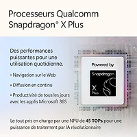 Portable Surface Laptop de 13 po de Microsoft avec Copilot+ PC - Platine (Snapdragon X Plus/RAM 16 Go/SSD 256 Go) - Bilingue