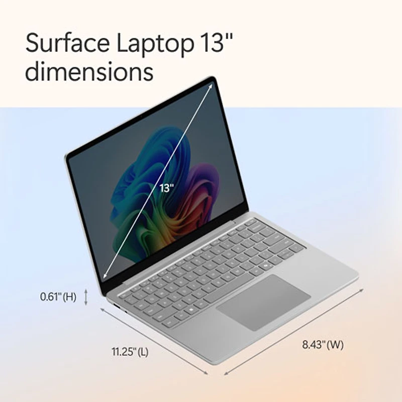 Microsoft Surface Laptop 13" Copilot+ PC Laptop - Platinum (Snapdragon X Plus/16GB RAM/512GB SSD) - Bilingual