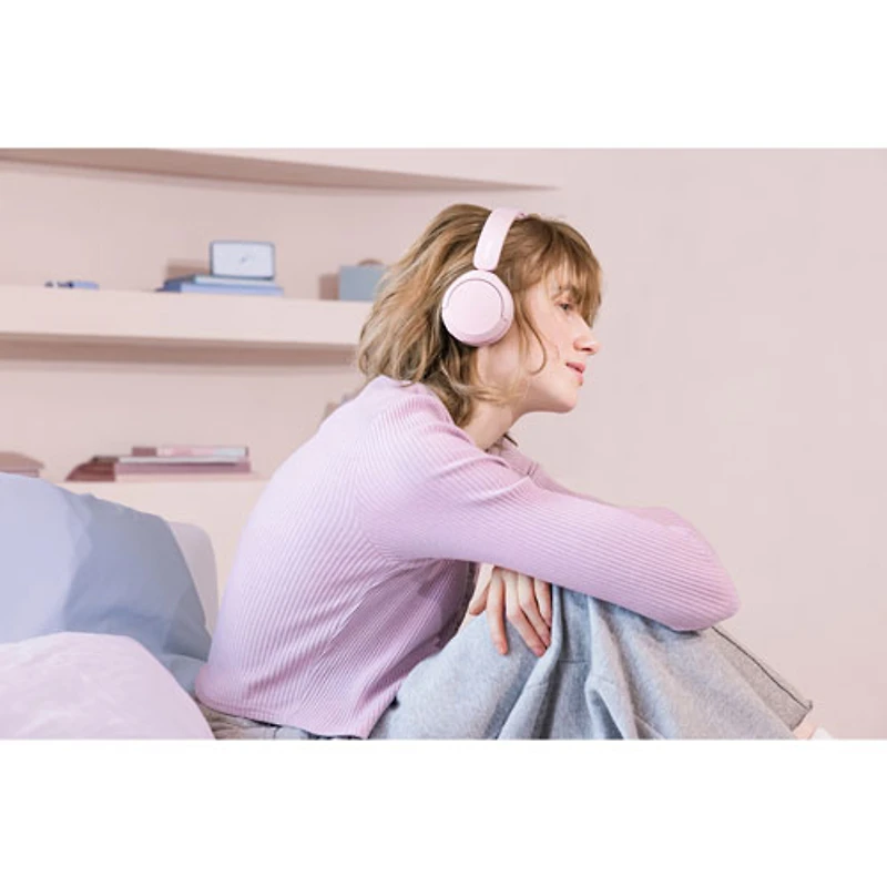 Casque d'écoute Bluetooth WH-CH520 de Sony avec microphone - Rose