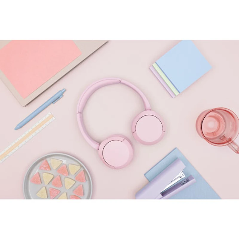 Casque d'écoute Bluetooth WH-CH520 de Sony avec microphone - Rose
