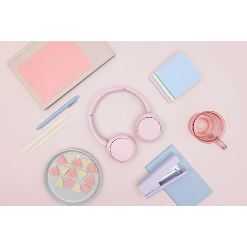 Casque d'écoute Bluetooth WH-CH520 de Sony avec microphone - Rose
