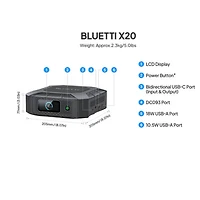 Station d'alimentation portative X20 de BLUETTI - 153,6 Wh