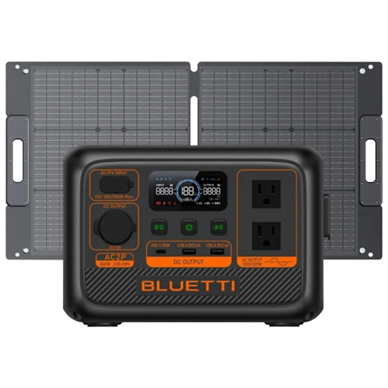 BLUETTI Portable 230Wh Power Station with 100W Solar Panel (AC2P-SP100L)