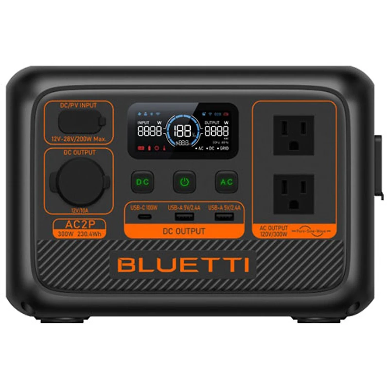 BLUETTI Portable 230Wh Power Station with 100W Solar Panel (AC2P-SP100L)