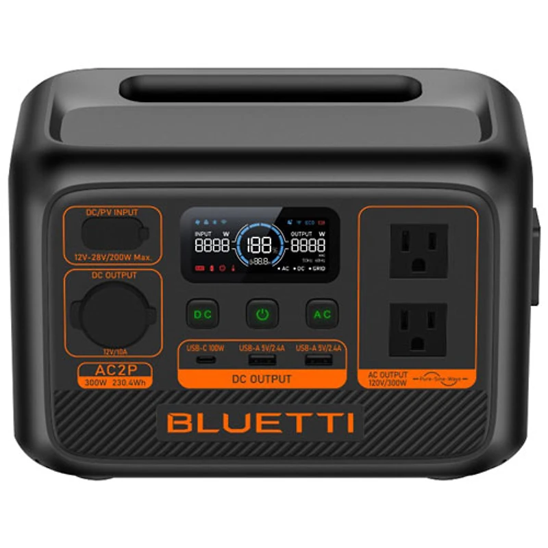 BLUETTI Portable 230Wh Power Station with 100W Solar Panel (AC2P-SP100L)