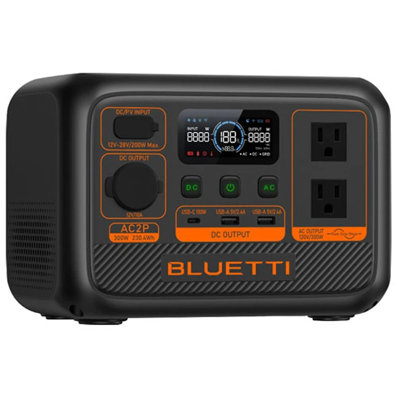 BLUETTI Portable 230Wh Power Station with 100W Solar Panel (AC2P-SP100L)