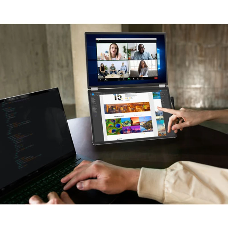 Moniteur DEL DELO gris à gris 1ms HD intégrale 14 po ZenScreen d'ASUS à configuration portative à deux écrans (MQ149CD)