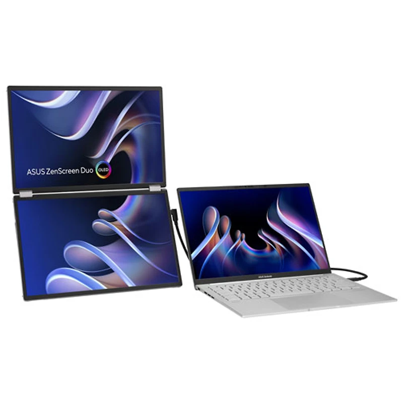 Moniteur DEL DELO gris à gris 1ms HD intégrale 14 po ZenScreen d'ASUS à configuration portative à deux écrans (MQ149CD)