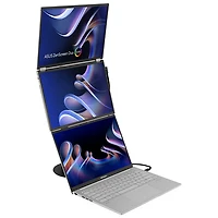 Moniteur DEL DELO gris à gris 1ms HD intégrale 14 po ZenScreen d'ASUS à configuration portative à deux écrans (MQ149CD)