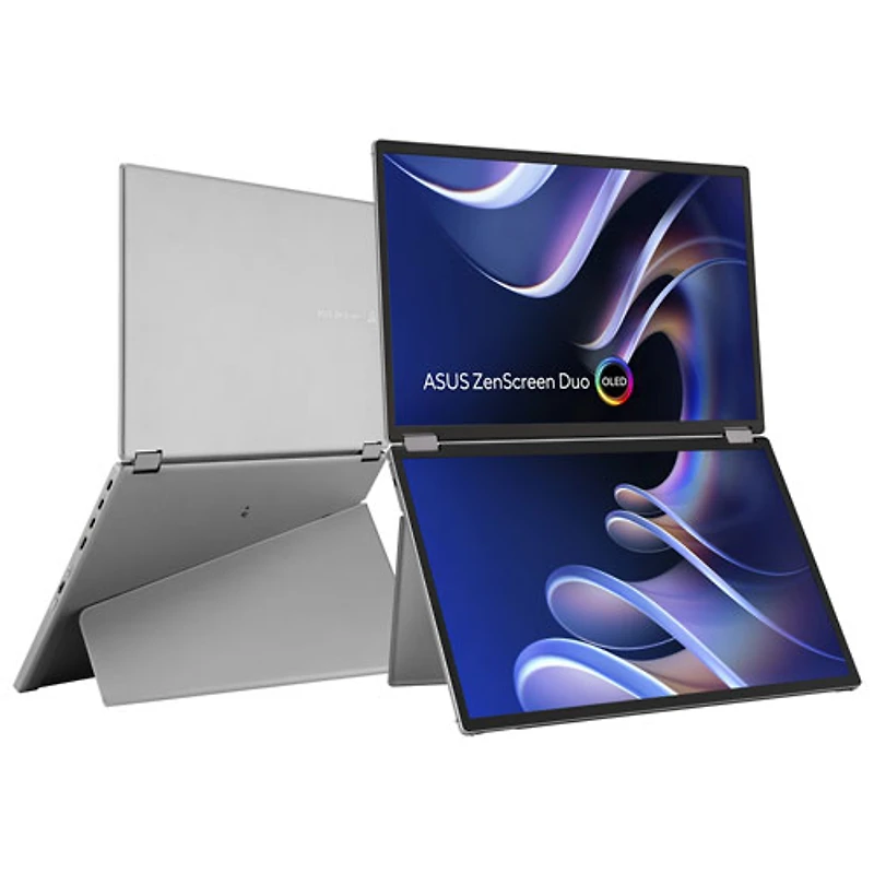 Moniteur DEL DELO gris à gris 1ms HD intégrale 14 po ZenScreen d'ASUS à configuration portative à deux écrans (MQ149CD)