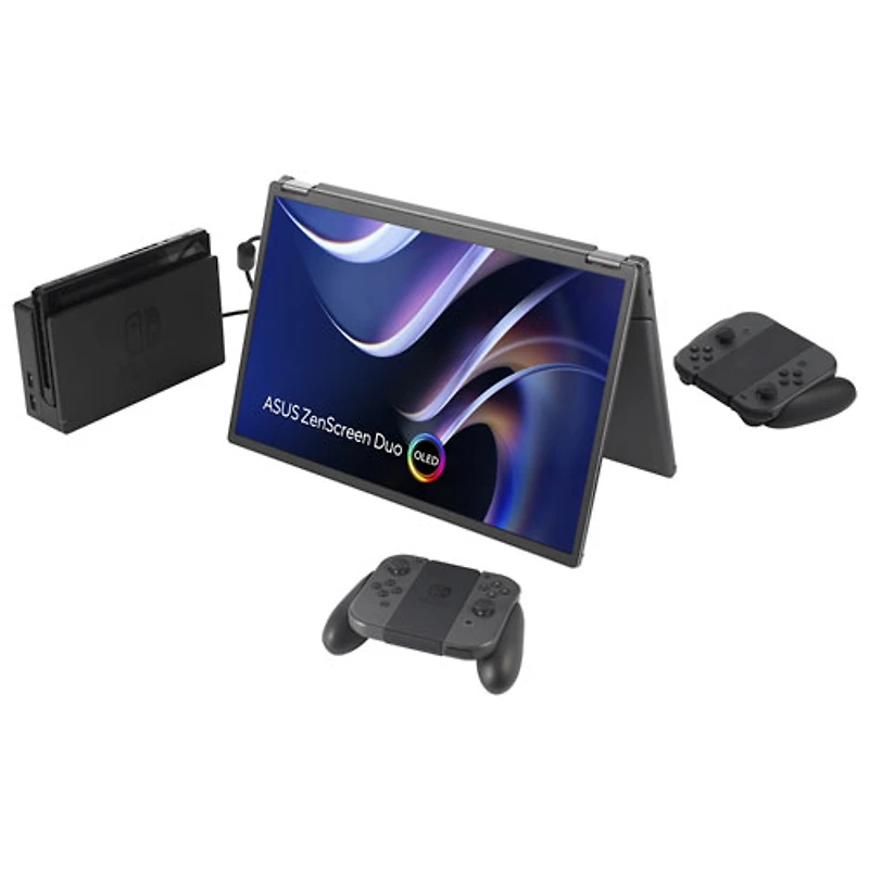 Moniteur DEL DELO gris à gris 1ms HD intégrale 14 po ZenScreen d'ASUS à configuration portative à deux écrans (MQ149CD)