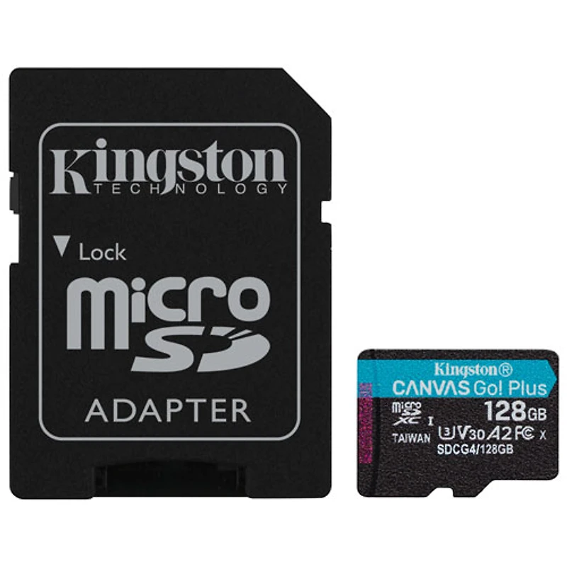 Carte mémoire Kingston Canvas Go! Plus microSD U3 V30 de 200 Mo/s de Go