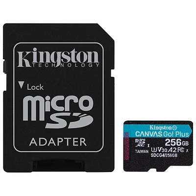 Kingston Canvas Go! Plus 256GB 200MB/s U3 V30 microSD Memory Card