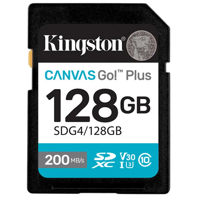 Carte mémoire Kingston Canvas Go! Plus SDXC U3 V30 de 200 Mo/s de Go