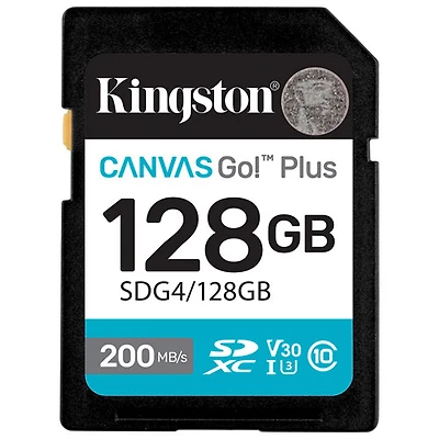 Carte mémoire Kingston Canvas Go! Plus SDXC U3 V30 de 200 Mo/s de Go