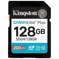 Carte mémoire Kingston Canvas Go! Plus SDXC U3 V30 de 200 Mo/s de Go