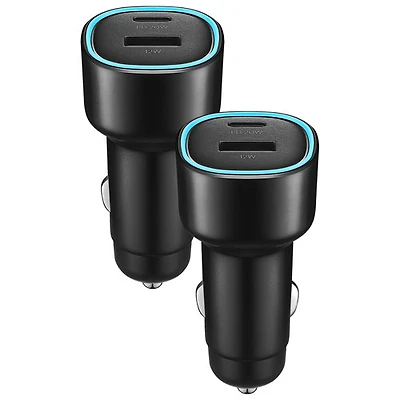 Chargeur pour l'auto à deux ports USB-C/USB-A de 32 W d'Insignia - Paquet de 2 - Noir