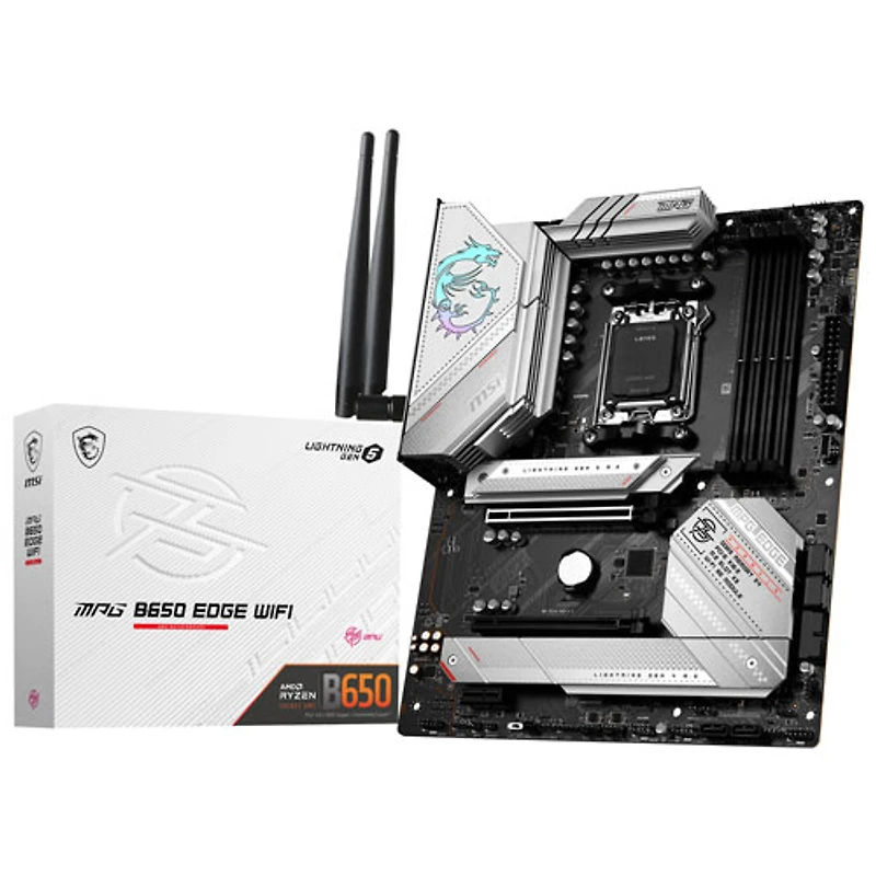 MSI MPG B650 Edge WIFI ATX AM5 Motherboard for AMD Ryzen 9000/8000/7000 Series CPUs - White