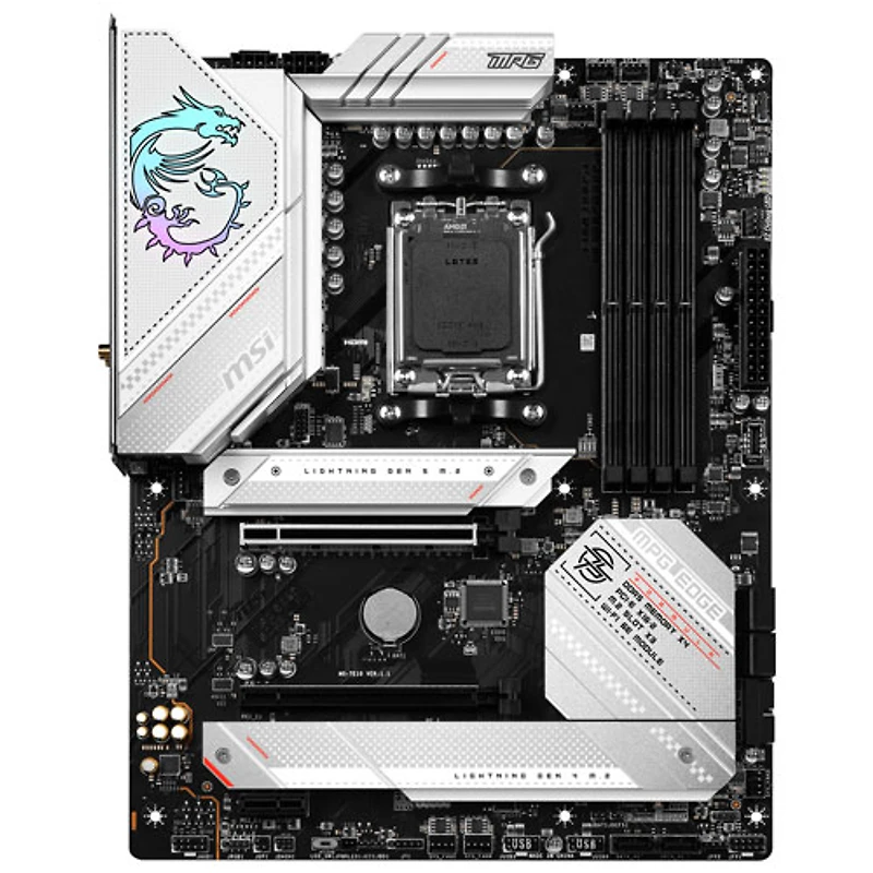 MSI MPG B650 Edge WIFI ATX AM5 Motherboard for AMD Ryzen 9000/8000/7000 Series CPUs - White