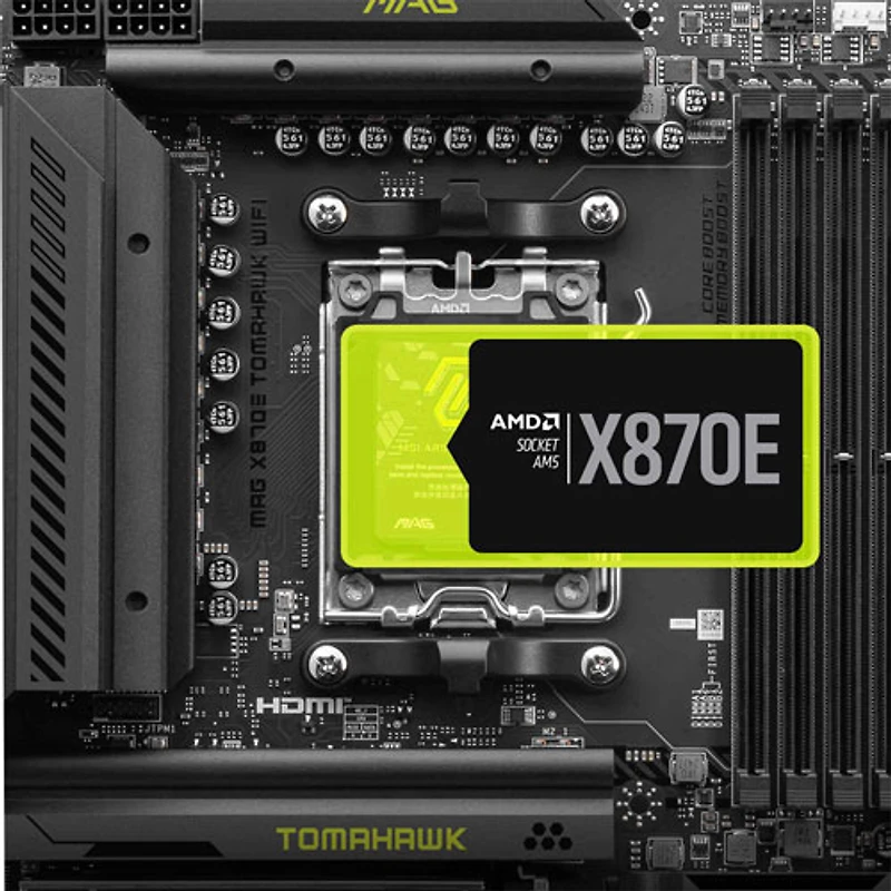 Carte mère MPG X870 Tomahawk WIFI ATX AM5 de MSI pour processeurs Ryzen 9000/8000/7000 d'AMD