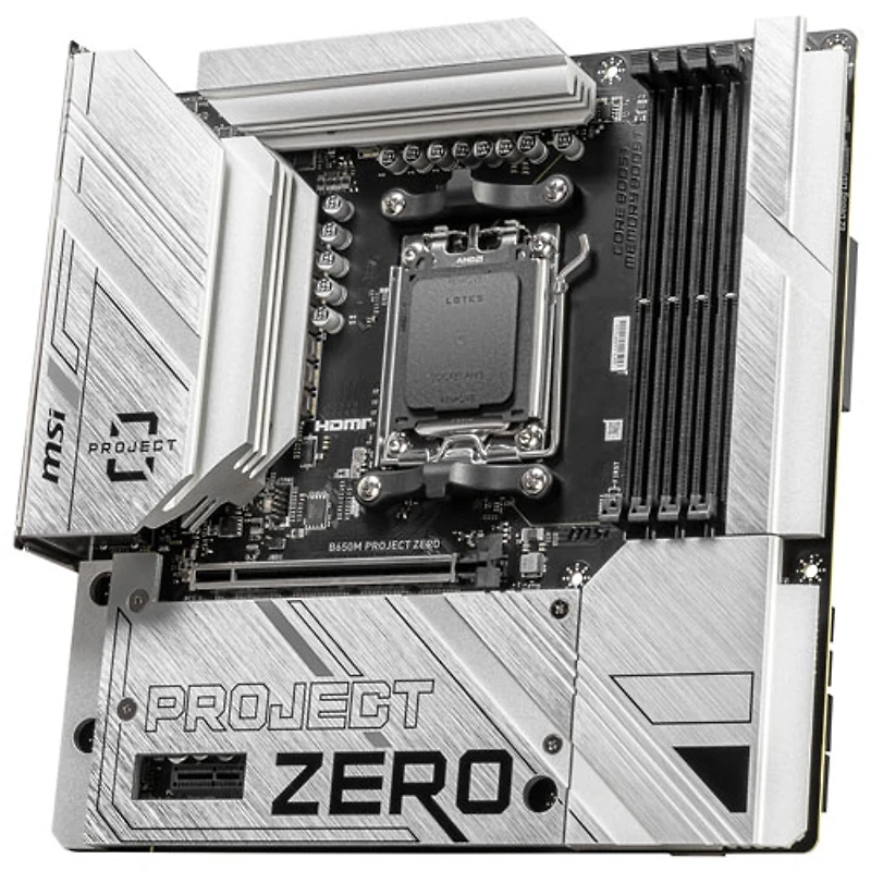 MSI B650M Project Zero Micro-ATX AM5 Motherboard for AMD Ryzen 9000/8000/7000 Series CPUs