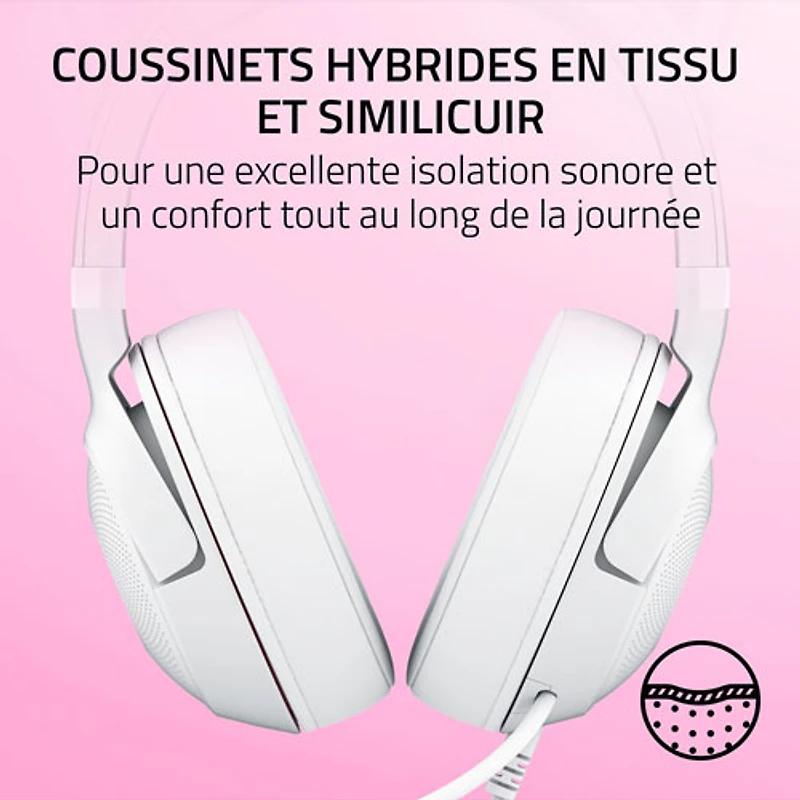 Casque de jeu avec microphone Kraken Kitty Edition V2 de Razer - Blanc